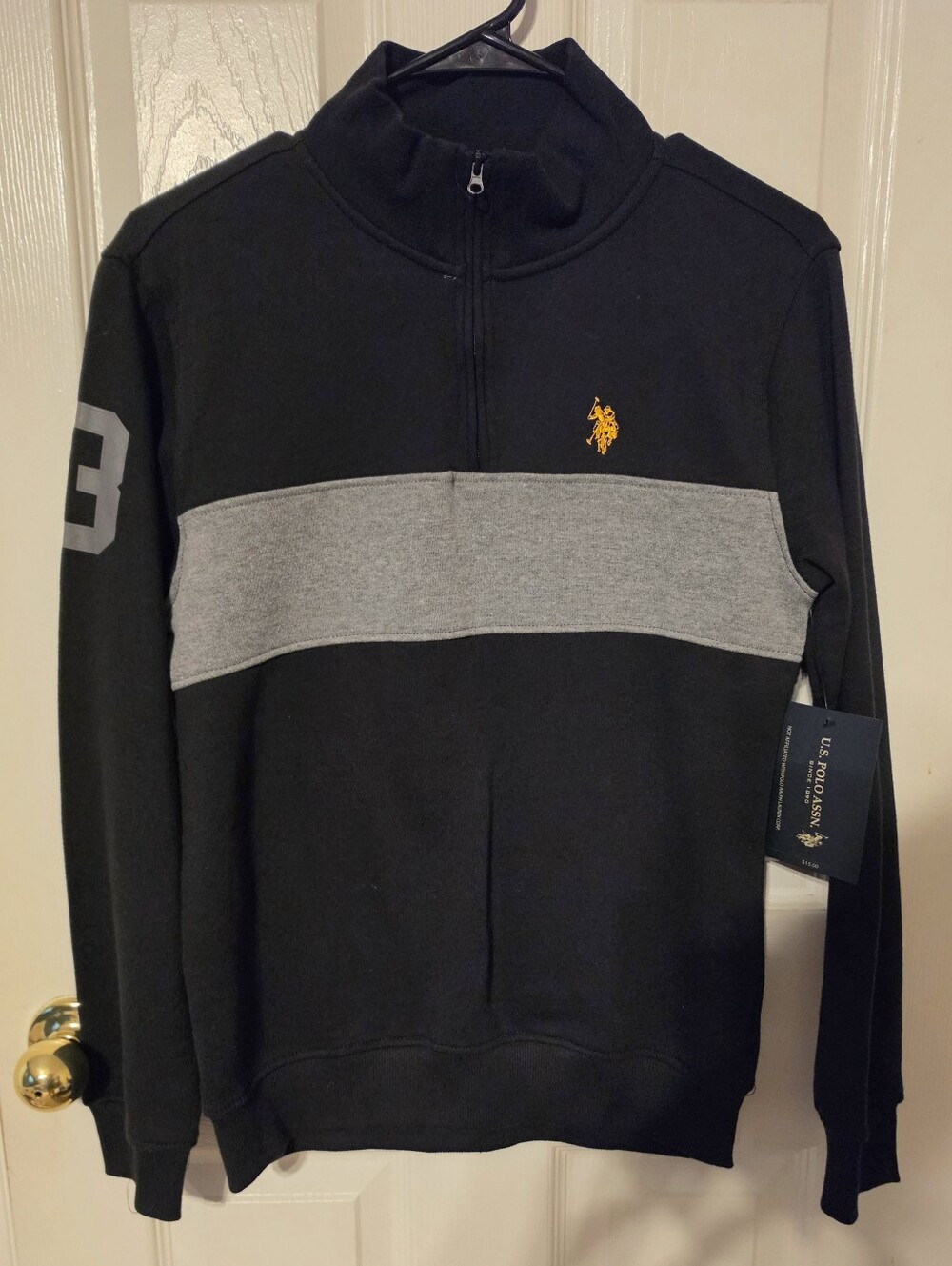 U.S. Polo Assn. Colorblock Quarter Zip Pullover - Size XL (14-16)